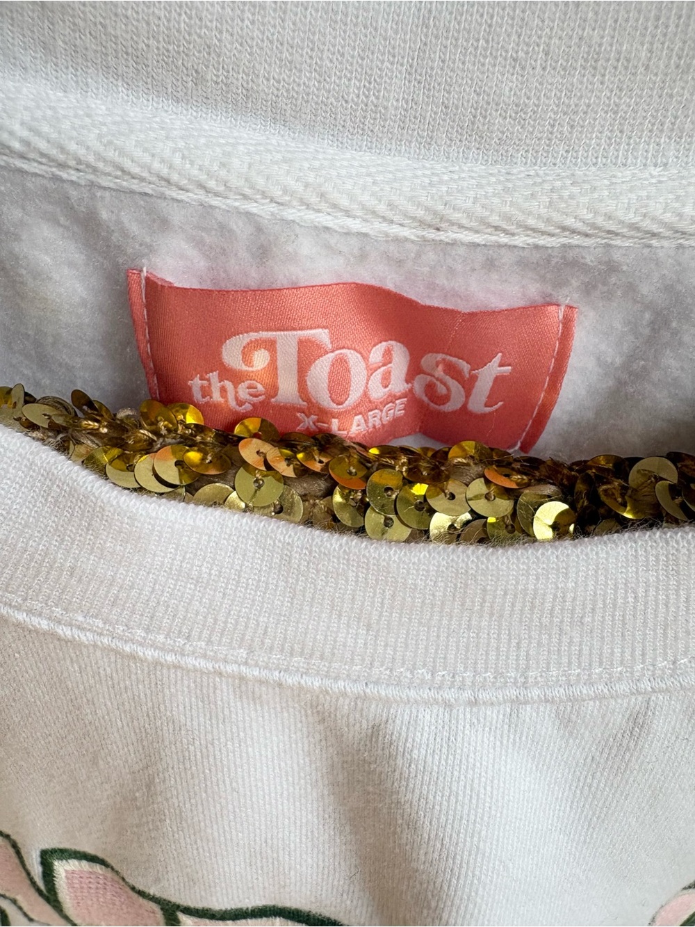 The Toast Girly Crewneck White Green Pink Oversized Cozy Size XL - Picture 4 of 8
